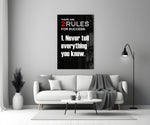 Two Rules voor Success zwarte typografie – Glasschilderij