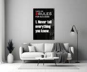 Two Rules voor Success zwarte typografie – Glasschilderij