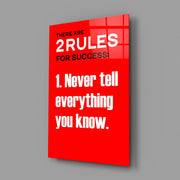 Two Rules voor Success krachtige rode Quote – Glasschilderij