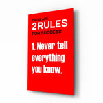 Two Rules voor Success krachtige rode Quote – Glasschilderij