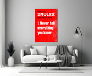 Two Rules voor Success krachtige rode Quote – Glasschilderij