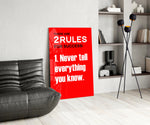 Two Rules voor Success krachtige rode Quote – Glasschilderij