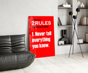 Two Rules voor Success krachtige rode Quote – Glasschilderij