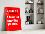 Two Rules voor Success krachtige rode Quote – Glasschilderij