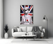Union Jack jongen met zonnebril – Glasschilderij