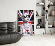 Union Jack jongen met zonnebril – Glasschilderij