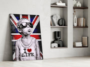 Union Jack jongen met zonnebril – Glasschilderij