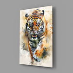Watercolor Prowling tijger spat – Glasschilderij