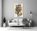 Watercolor Prowling tijger spat – Glasschilderij