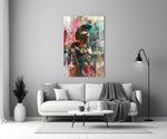 Vibrant abstracte Spartaan – Glasschilderij