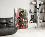 Vibrant abstracte Spartaan – Glasschilderij