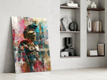 Vibrant abstracte Spartaan – Glasschilderij