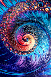 3D-Reliefgemälde – Bunte Spirale – Türkis, Violett & Magenta – Luxuriöse Wanddekoration