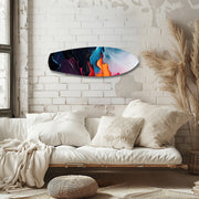 Midnight Bloom Abstract Paint Glass Wall Art.