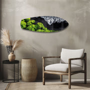 Black Sand Beach Aerial Forest Glass Wall Art.