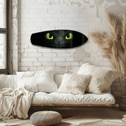 Black Dragon Green Eyes Glass Wall Art.