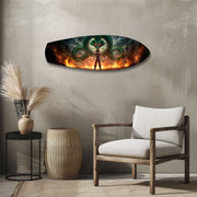 Anime Warrior Green Dragon Fire Glass Wall Art.