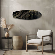 Black and Gold Topographic Lines Glass Wall Art.