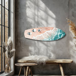 Skulls on Pink Sand Beach Glass Wall Art.