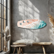 Skulls on Pink Sand Beach Glass Wall Art.
