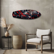 Samurai Katana with Cherry Blossoms Glass Wall Art.