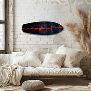 Glowing Lava Crack on Black Stone Glass Wall Art.