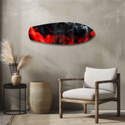 Red and Black Smoke Abstract Glass Wall Art.