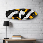 Yellow Black Abstract Graffiti Glass Wall Art.
