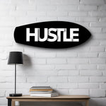 Hustle Typography Motivational Glass Wall Art.