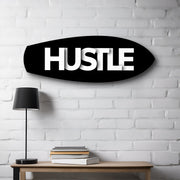Hustle Typography Motivational Glass Wall Art.