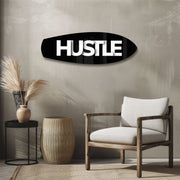 Hustle Typography Motivational Glass Wall Art.