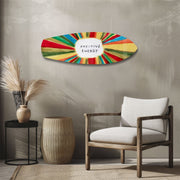 Positive Energy Colorful Sunburst Glass Wall Art.