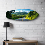 Forest Mountain Road Landscape Glass Wall Art.