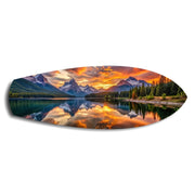 Mountain Lake Sunset Glass Wall Art.