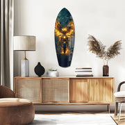 Golden Eagle Wings Motorcycle Fire Glass Wall Art.