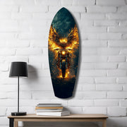 Golden Eagle Wings Motorcycle Fire Glass Wall Art.