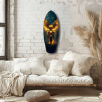 Golden Eagle Wings Motorcycle Fire Glass Wall Art.