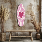 Pink Heart Burst Minimal Glass Wall Art.