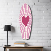 Pink Heart Burst Minimal Glass Wall Art.