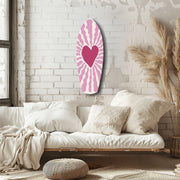 Pink Heart Burst Minimal Glass Wall Art.