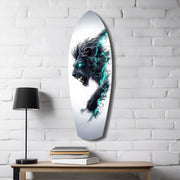 Black Lion Cyan Lightning Glass Wall Art.