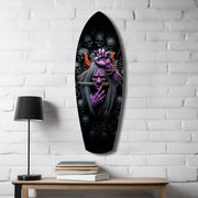 Purple Hannya Mask Skulls Dark Glass Wall Art.
