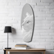 White Cat Profile Minimal Glass Wall Art.