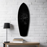 Snarling Black Wolf Dark Glass Wall Art.