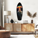 Glowing Orange Jellyfish Ocean Glass Wall Art.