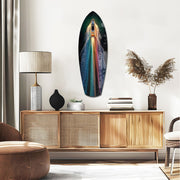 Rainbow Wake Speedboat Aerial Glass Wall Art.