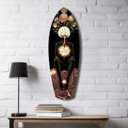 Brain Flowers Roots Surreal Glass Wall Art.
