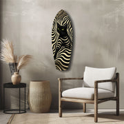 Black Cat Wavy Optical Pattern Glass Wall Art.