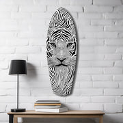 Optical Lion Black White Lines Glass Wall Art.