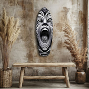 Screaming Face Op Art Swirl Surreal Glass Wall Art.